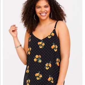 BLACK ORANGE & DOT CHALLIS DOUBLE LAYER SWING CAMI